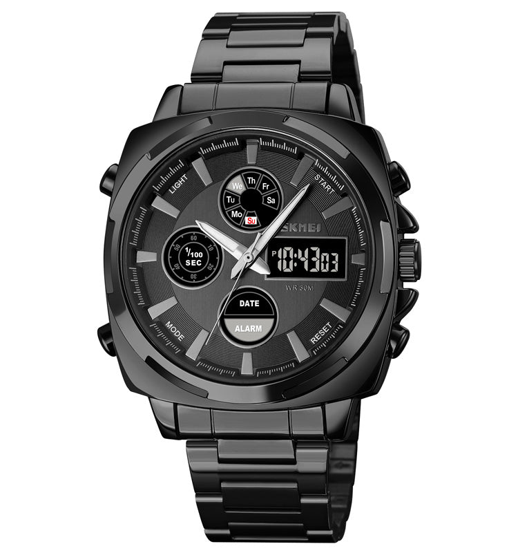 Skmei Dual time Watch 1673 Black Dial Second Hour Pakistan