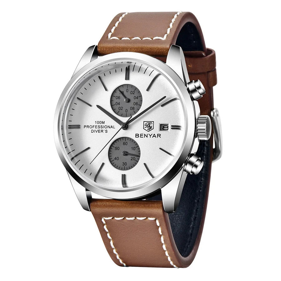 2023 New BENYAR Leather Watch for Men BY-5187