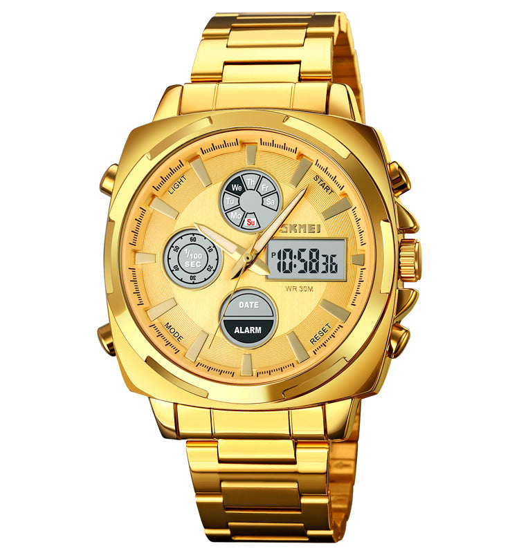 Skmei – Dual time Watch 1673 Golden Dial