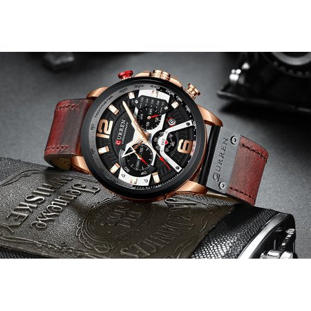 CURREN Original Brand Leather Straps Wrist Watch For Men With Brand (Box & Bag)-8329