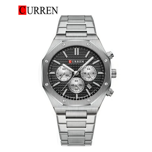 CURREN Grey Watch For Men With Brand (Box & Bag)- 8888