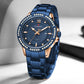 NAVIFORCE 9187 Men Watch Luxury Business Watches Top Brand Mens Rose Gold Blue Casual Wristwatch with Date and Rhinestone Blue