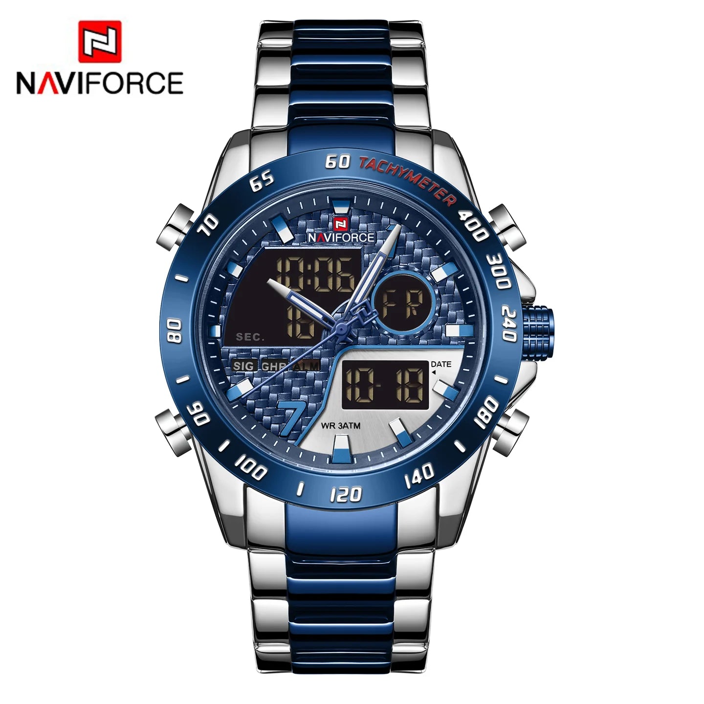 NAVIFORCE Men Digital Watch LED Sport Military Luminous Hands Waterproof Quartz Wrist watch NF9171 | Blue