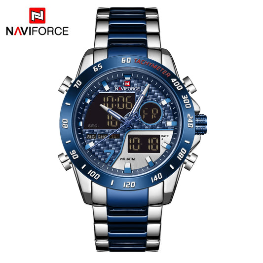 NAVIFORCE Men Digital Watch LED Sport Military Luminous Hands Waterproof Quartz Wrist watch NF9171 | Blue