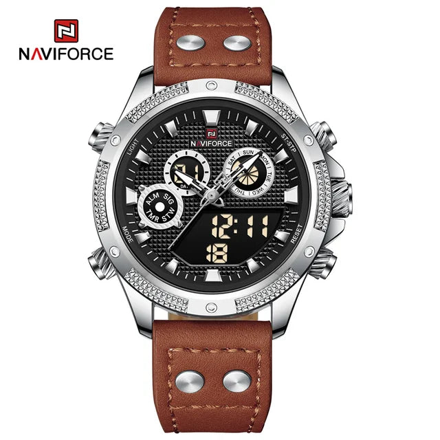 Top Brand NAVIFORCE Men Watches Dual Display Sports Military Alarm Quartz Wristwatch Male Waterproof Digital Clock Reloj Hombre