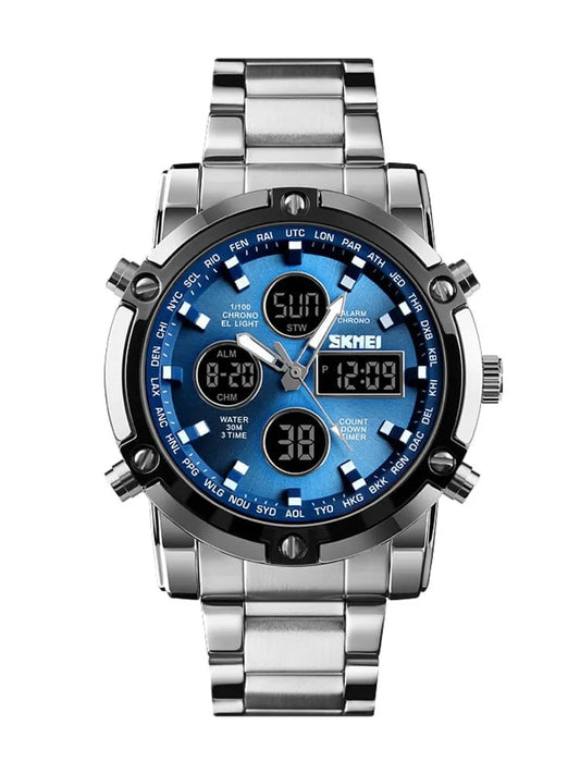 Skmei – 1389 – Blue Dial Dual Display Waterproof Watch